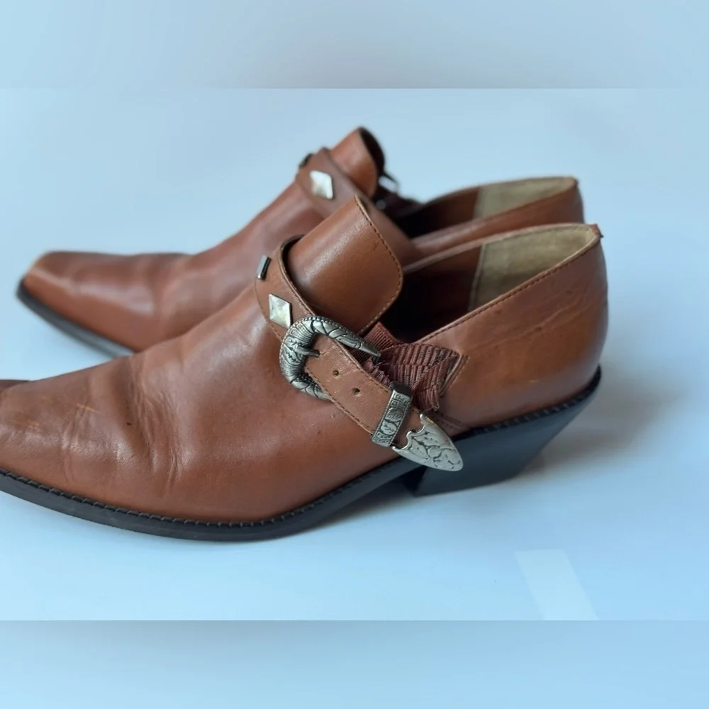Dingo Western Leather Buckle Heeled Shoes – Brown, Size 9M (Made in Brazil)